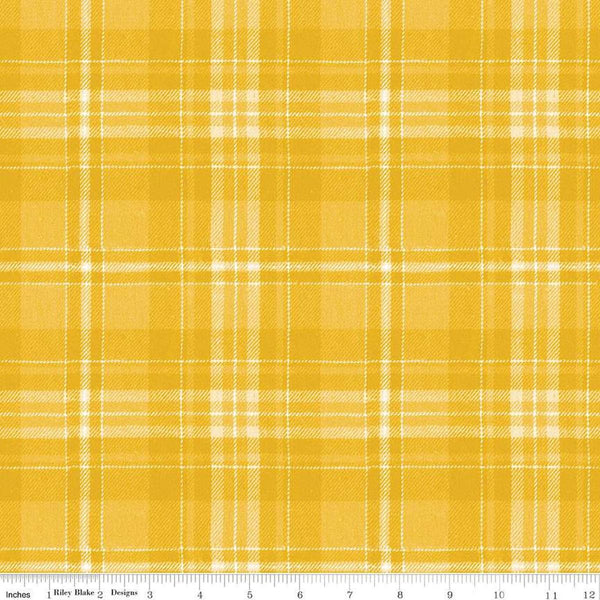 SALE Classic Christmas Plaid C16285 Yellow by Riley Blake Designs - Lines Stripe Striped - Quilting Cotton Fabric