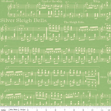 SALE Classic Christmas Sheet Music C16284 Green - Riley Blake Designs - Music Notes Lines Note - Quilting Cotton Fabric