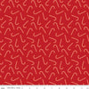 Image of the Flannel Candy Canes Red quilting cotton fabric by Riley Blake Designs. Features candy canes on a red background. Cute Little Fabric Shop