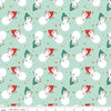 Image of the Flannel Snowmen Songbird quilting cotton fabric by Riley Blake Designs. Features snowmen on a blue background. Cute Little Fabric Shop