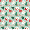 Image of the Flannel Christmas Cookies Songbird quilting cotton fabric by Riley Blake Designs. Features cookies on a blue background. Cute Little Fabric Shop