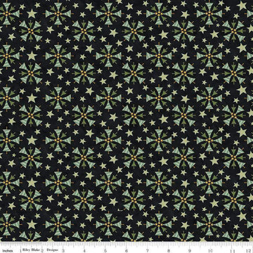 Image of the Naughty and Nice Trees Black quilting cotton fabric by Riley Blake Designs. Features trees on a black background. Cute Little Fabric Shop
