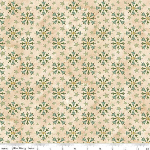 Image of the Naughty and Nice Trees Parchment quilting cotton fabric by Riley Blake Designs. Features trees on a cream background. Cute Little Fabric Shop
