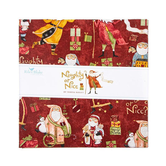 SALE Naughty or Nice Layer Cake 10" Stacker Bundle - Riley Blake Designs - 42-Piece Precut  - Christmas - Quilting Cotton Fabric