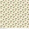 Image of the Glisten Holly Eggnog quilting cotton fabric by Riley Blake Designs. features berries on a cream background. Cute Little Fabric Shop