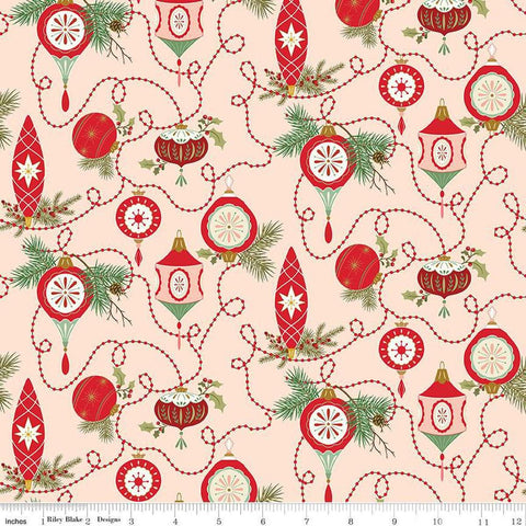 Image of the Glisten Bulbs Blush quilting cotton fabric by Riley Blake Designs. features flowers on a pink background. Cute Little Fabric Shop