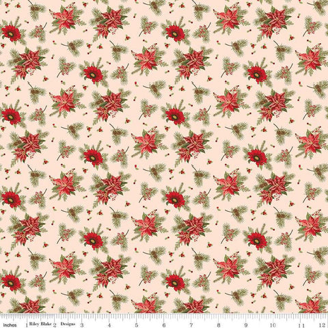 Image of the Glisten Floral Blush quilting cotton fabric by Riley Blake Designs. features flowers on a pink background. Cute Little Fabric Shop
