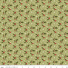 Image of the Glisten Holly Olive quilting cotton fabric by Riley Blake Designs. features berries on a green background. Cute Little Fabric Shop