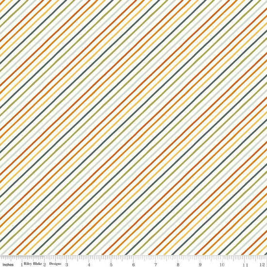Image of the Happy Fall Days Stripes Multi quilting cotton fabric by Riley Blake Designs. Features stripes on a multicolored background. Cute Little Fabric Shop