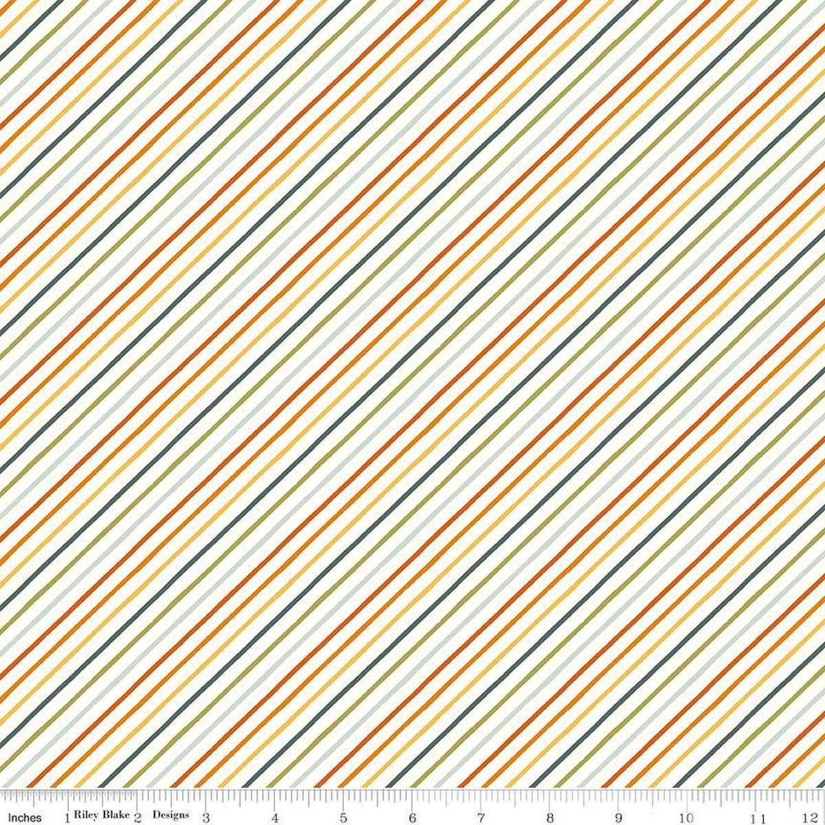 Image of the Happy Fall Days Stripes Multi quilting cotton fabric by Riley Blake Designs. Features stripes on a multicolored background. Cute Little Fabric Shop