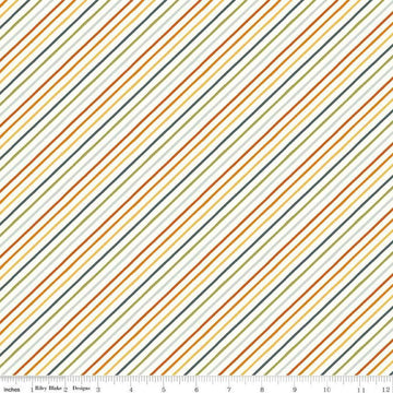 Image of the Happy Fall Days Stripes Multi quilting cotton fabric by Riley Blake Designs. Features stripes on a multicolored background. Cute Little Fabric Shop