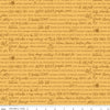 Image of the Happy Fall Days Autumn Words Gold quilting cotton fabric by Riley Blake Designs. Features text on a gold background. Cute Little Fabric Shop