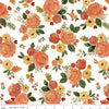 Image of the Happy Fall Days Main Cloud quilting cotton fabric by Riley Blake Designs. Features flowers on an white background. Cute Little Fabric Shop