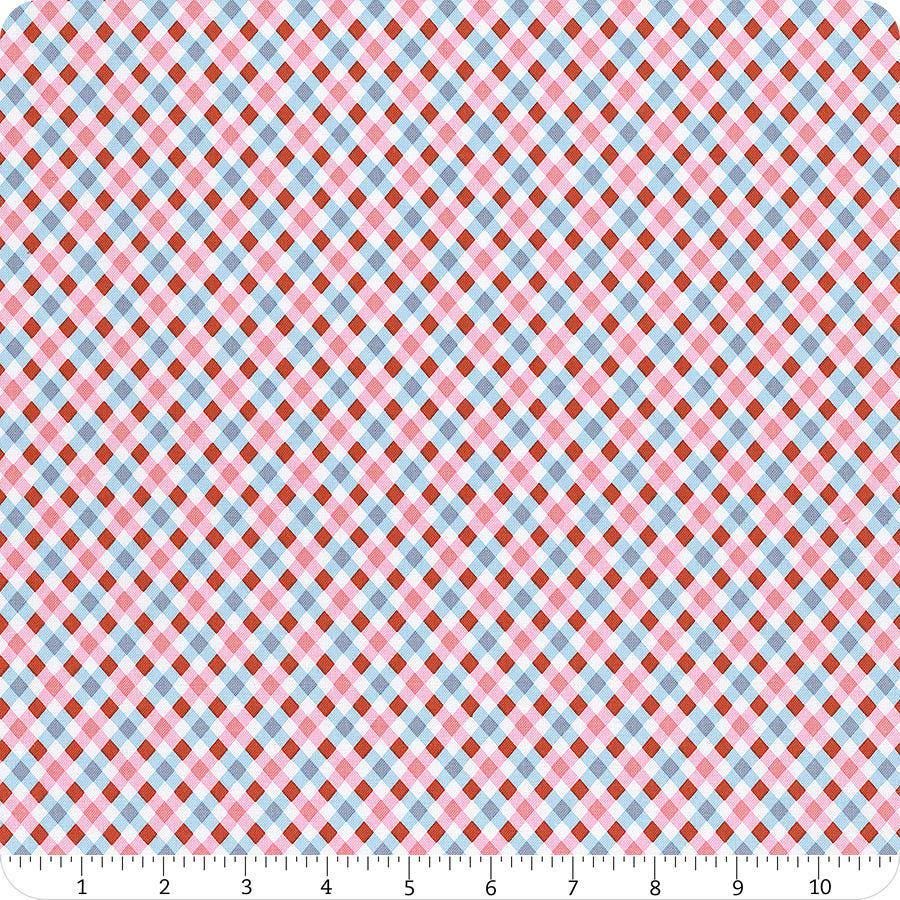 Image of the Love Notes Plaid Blue quilting cotton fabric by Riley Blake Designs. Features plaid on a blue background. Cute Little Fabric Shop