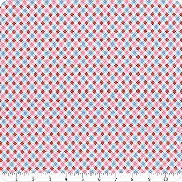 Image of the Love Notes Plaid Blue quilting cotton fabric by Riley Blake Designs. Features plaid on a blue background. Cute Little Fabric Shop