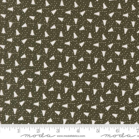 Image of the Berry and Pine Trees Wintergreen quilting cotton fabric by Moda Fabrics. Features trees on a green background. Cute Little Fabric Shop