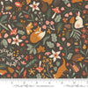 Image of the Acorn Hollow Fauna Soil quilting cotton fabric by Moda Fabrics. Features flowers on a brown background. Cute Little Fabric Shop