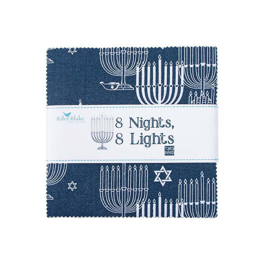 8 Nights, 8 Lights Charm Pack 5" Stacker Bundle - Riley Blake Designs - 42-Piece Precut  - Quilting Cotton Fabric