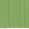 Image of the First Blooms Stitch Key Lime quilting cotton fabric by Riley Blake Designs. Features stripes on a green background. Cute Little Fabric Shop