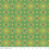 Image of the First Blooms Medallions Key Lime quilting cotton fabric by Riley Blake Designs. Features flowers on a green background. Cute Little Fabric Shop