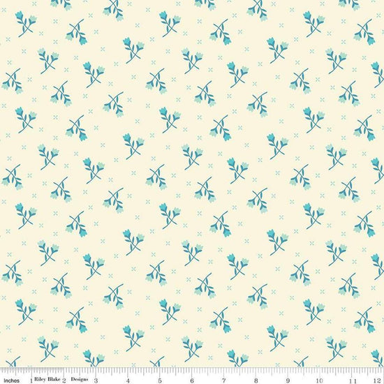 Image of the First Blooms Tulips Vanilla quilting cotton fabric by Riley Blake Designs. Features flowers on a cream background. Cute Little Fabric Shop