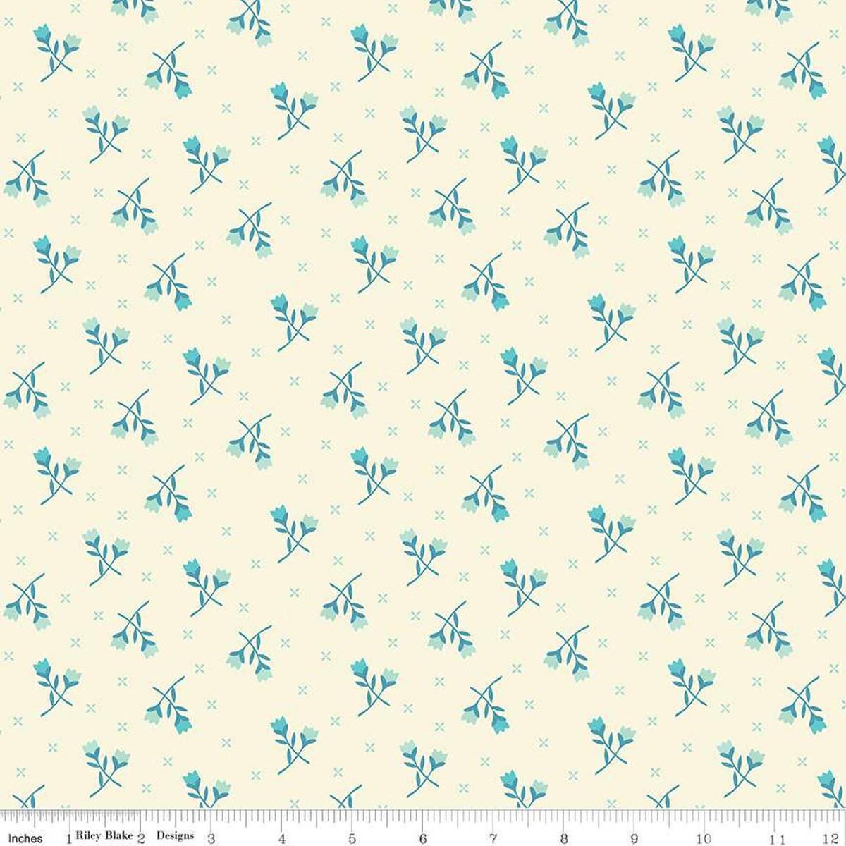 Image of the First Blooms Tulips Vanilla quilting cotton fabric by Riley Blake Designs. Features flowers on a cream background. Cute Little Fabric Shop