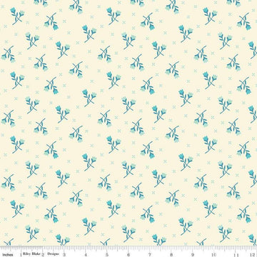 Image of the First Blooms Tulips Vanilla quilting cotton fabric by Riley Blake Designs. Features flowers on a cream background. Cute Little Fabric Shop
