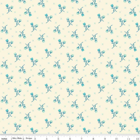 Image of the First Blooms Tulips Vanilla quilting cotton fabric by Riley Blake Designs. Features flowers on a cream background. Cute Little Fabric Shop