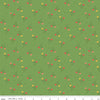 Image of the First Blooms Tulips Key Lime quilting cotton fabric by Riley Blake Designs. Features flowers on a green background. Cute Little Fabric Shop