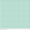 Image of the First Blooms Gingham Glacier quilting cotton fabric by Riley Blake Designs. Features gingham on a mint background. Cute Little Fabric Shop