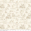Image of the Friends of Smokey Bear Outlines Cream uilting cotton fabric. Features animals on a cream background. Cute Little Fabric Shop
