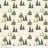 Image of the Friends of Smokey Bear Trees Cream quilting cotton fabric. Features trees on a cream background. Cute Little Fabric Shop