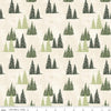 Image of the Friends of Smokey Bear Trees Cream quilting cotton fabric. Features trees on a cream background. Cute Little Fabric Shop