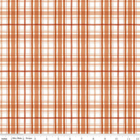 Image of the Santa&#39;s Tree Farm Plaid Rudolph quilting cotton fabric by Riley Blake Designs. Features plaid on a red background. Cute Little Fabric Shop
