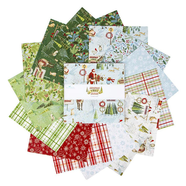 SALE Santa's Tree Farm Layer Cake 10" Stacker Bundle - Riley Blake Designs - 42 piece Precut Pre cut - Christmas - Quilting Cotton Fabric