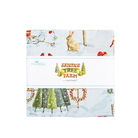 Santa's Tree Farm Charm Pack 5" Stacker Bundle - Riley Blake Designs - 42 piece Precut Pre cut - Christmas - Quilting Cotton Fabric