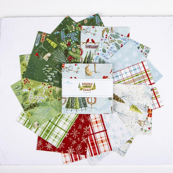Santa's Tree Farm Charm Pack 5" Stacker Bundle - Riley Blake Designs - 42 piece Precut Pre cut - Christmas - Quilting Cotton Fabric