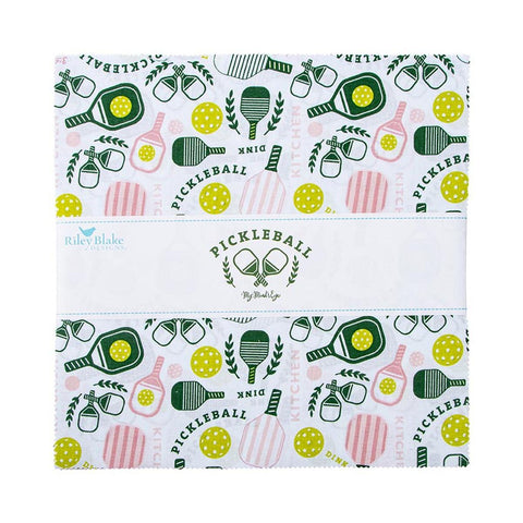 SALE Pickleball Layer Cake 10" Stacker Bundle - Riley Blake Designs - 42 piece Precut Pre cut - Sports Pickle Ball - Quilting Cotton Fabric