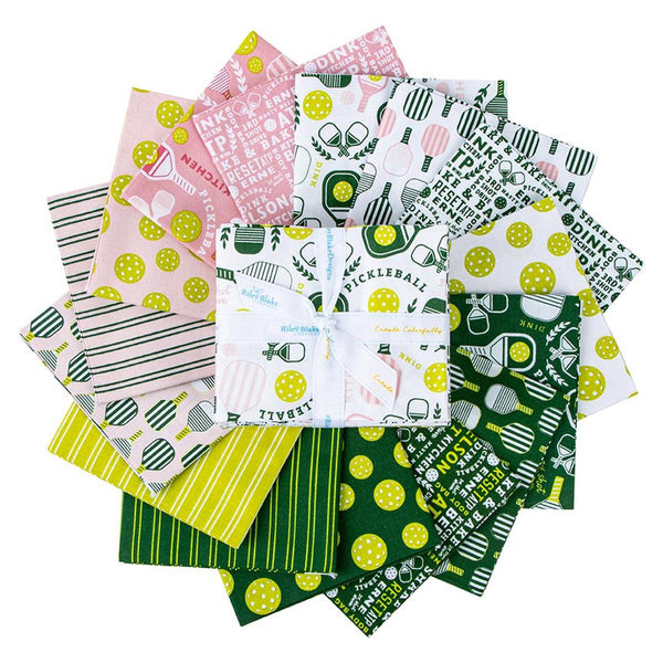 SALE Pickleball Fat Quarter Bundle 15 pieces - Riley Blake Designs - Pre cut Precut - Christmas - Quilting Cotton Fabric