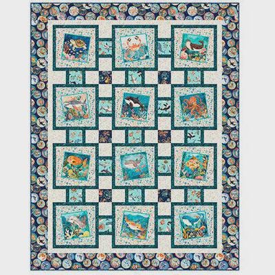 Deep Blue Sea Dazzle Digital Quilt Top by The Whimsical Workshop - Deep Blue Sea - QT Fabrics - Digital Quilt Top - Quilting Cotton