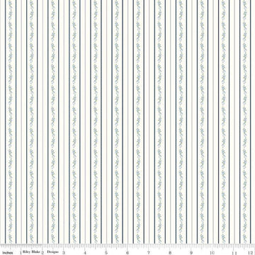Image of the Bluegrass Charm Floral Stripe Cloud quilting cotton fabric by Riley Blake Designs. Features flowers on a cream background. Cute Little Fabric Shop