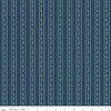 Image of the Bluegrass Charm Floral Stripe Navy quilting cotton fabric by Riley Blake Designs. Features flowers on a blue background. Cute Little Fabric Shop