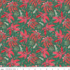 SALE Merry Little Christmas Main C14840 Green - Riley Blake Designs - Floral Flowers Poinsettias - Quilting Cotton Fabric