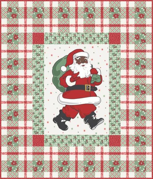 SALE Holly Jolly Panel Quilt Kit KIT31180B - Moda Fabrics - Pattern Fabric - Santa Christmas Panel Quilt - Quilting Cotton Fabric
