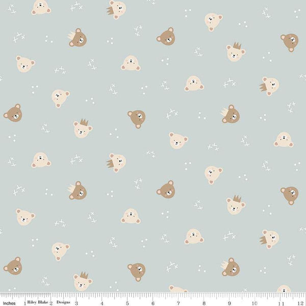 Image of the Cozy Bebe Bears Light Blue quilting cotton by Riley Blake Designs. Features bears on a blue background. Cute Little Fabric Shop