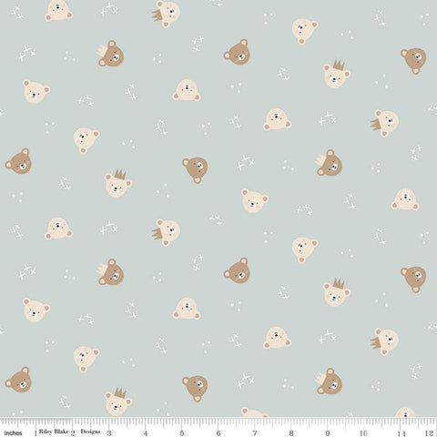 Image of the Cozy Bebe Bears Light Blue quilting cotton by Riley Blake Designs. Features bears on a blue background. Cute Little Fabric Shop
