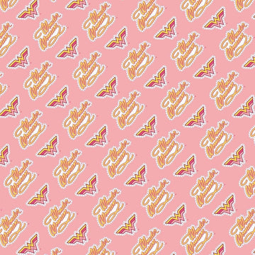 SALE Young DC Wonder Woman Jr Retro Logo 23421460 Pink - Camelot Fabrics - Emblem - Quilting Cotton Fabric - Official Licensed Product