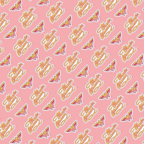 Young DC Wonder Woman Jr Retro Logo 23421460 Pink - Camelot Fabrics - Emblem - Quilting Cotton Fabric - Official Licensed Product