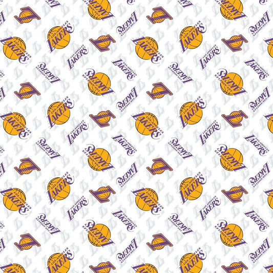 SALE NBA Los Angeles Lakers 83LAL0002 Multi - Camelot Fabrics - LA Laker Basketball - Quilting Cotton Fabric - Official Licensed Product