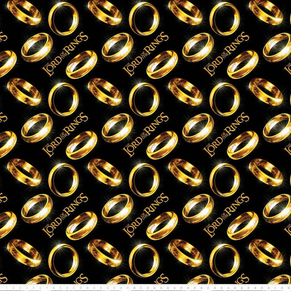 SALE MINKY Lord of the Rings Rings Tossed 23220206M-01 Black 60" Wide - Camelot Fabrics - The One Ring - 100% Polyester - Licensed Product